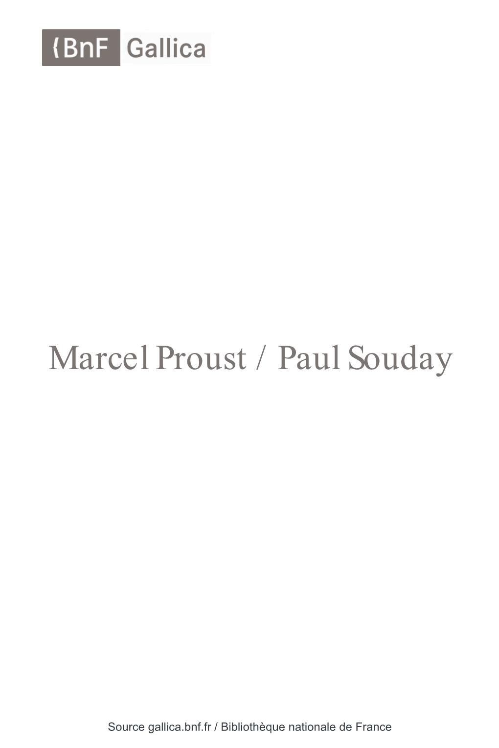 Marcel Proust / Paul Souday