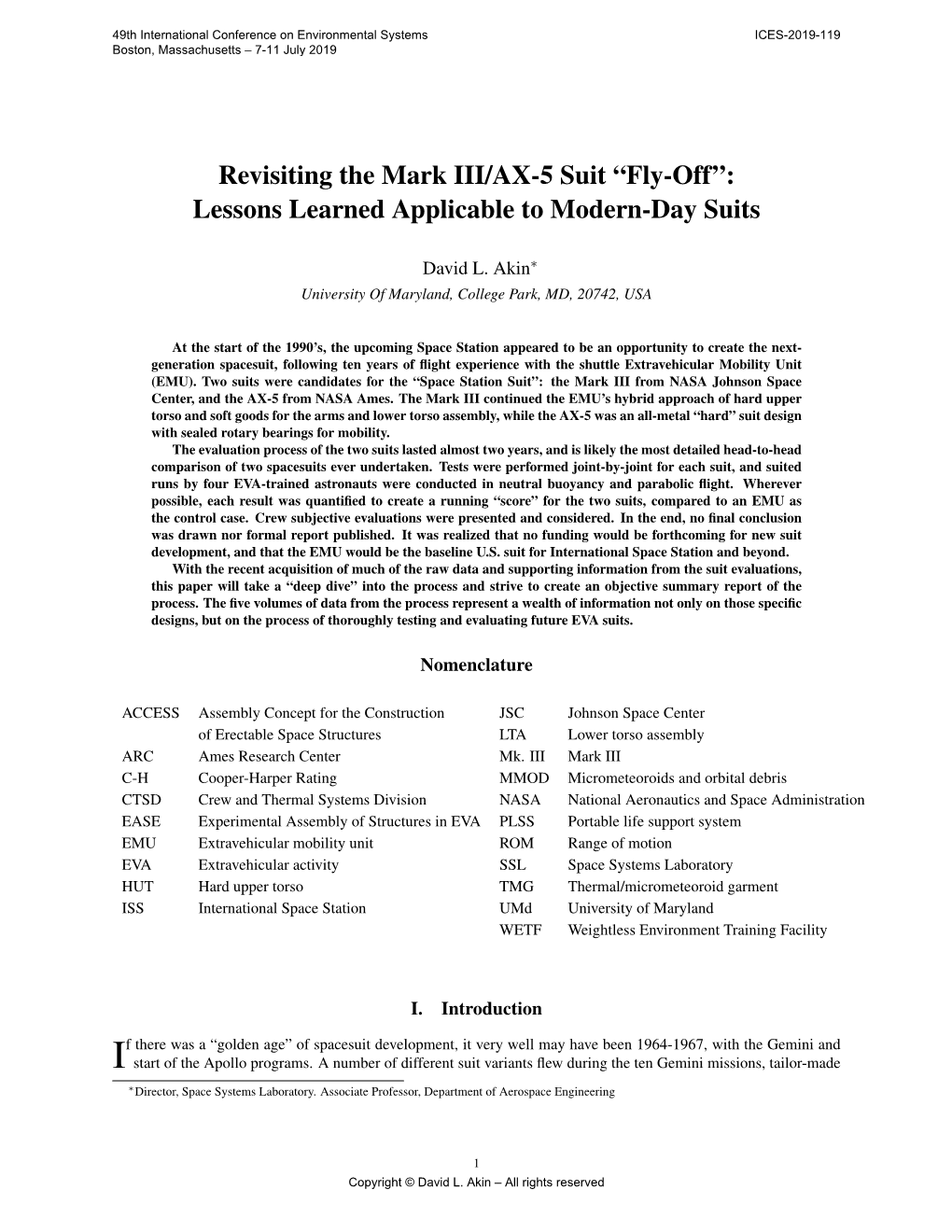 Revisiting the Mark III/AX-5 Suit “Fly-Off”: Lessons Learned Applicable to Modern-Day Suits