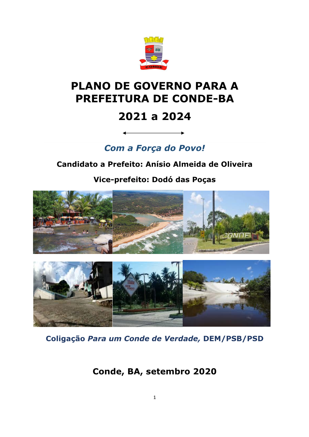 PLANO DE GOVERNO PARA a PREFEITURA DE CONDE-BA 2021 a 2024