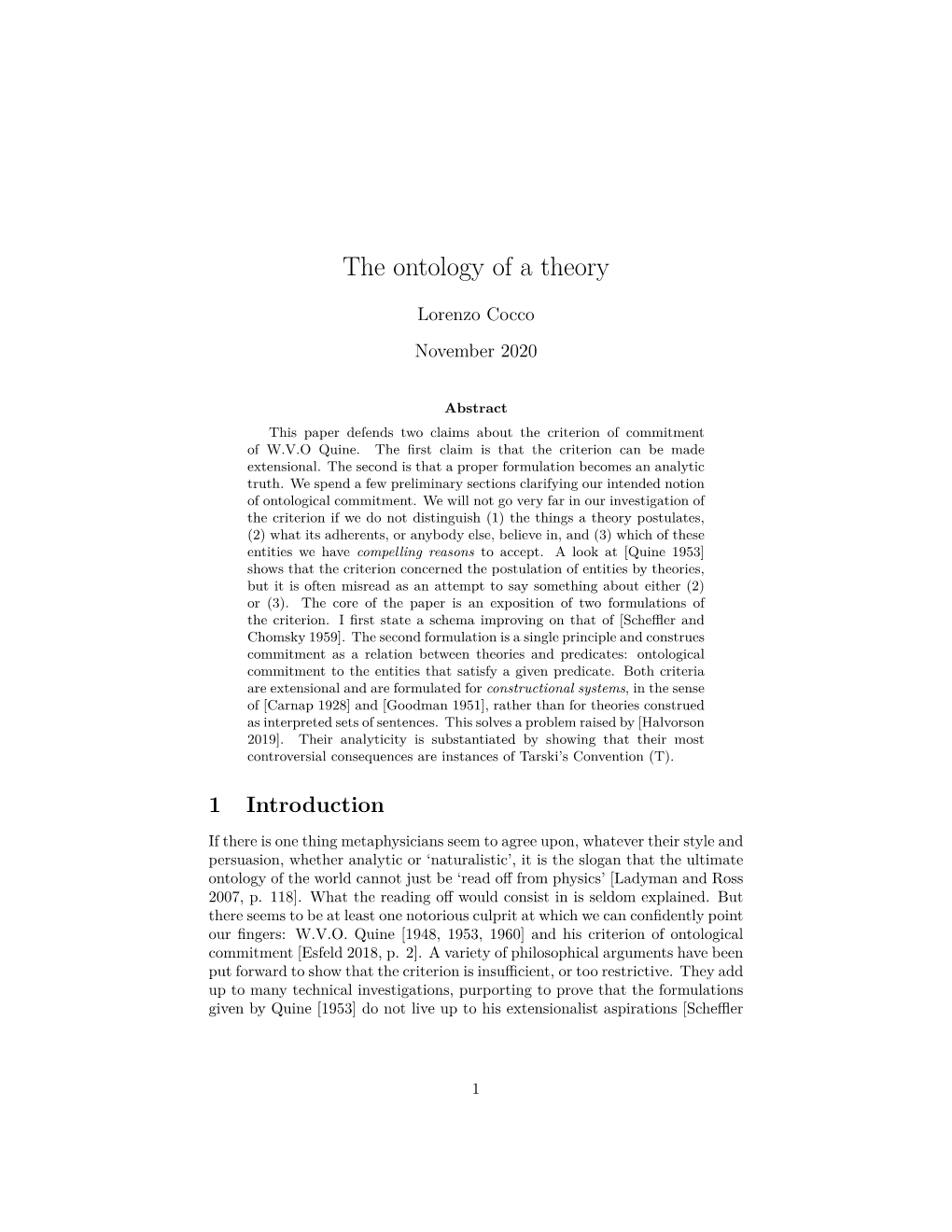 The Ontology of a Theory