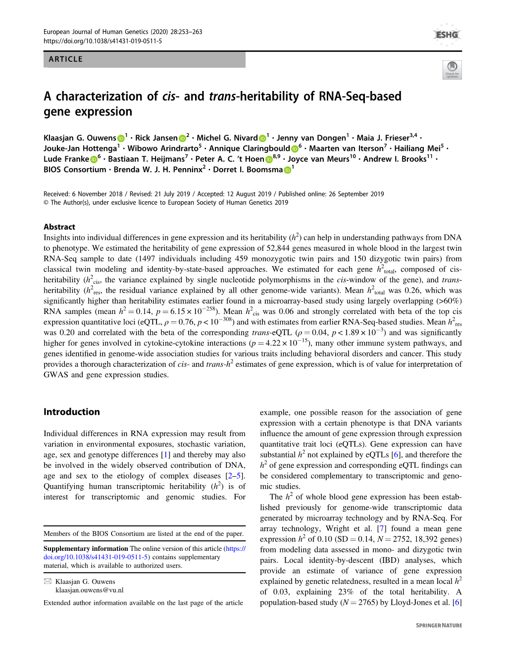 And Trans-Heritability of RNA-Seq-Based Gene Expression