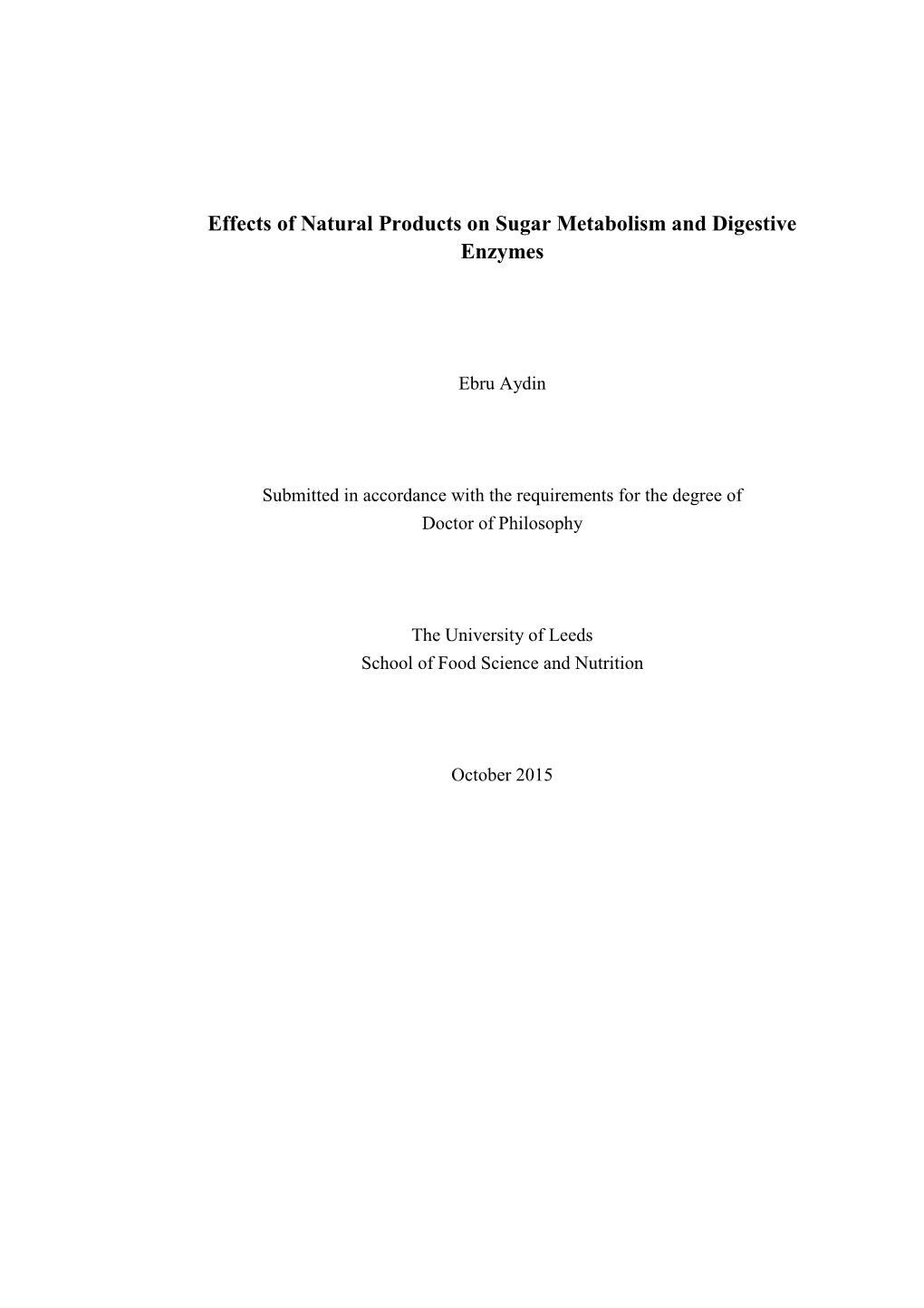 Effects of Natural Products on Sugar Metabolism and Digestive Enzymes