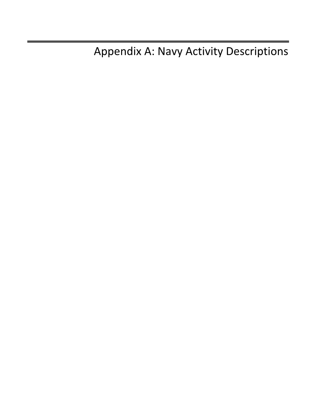 Appendix A: Navy Activity Descriptions