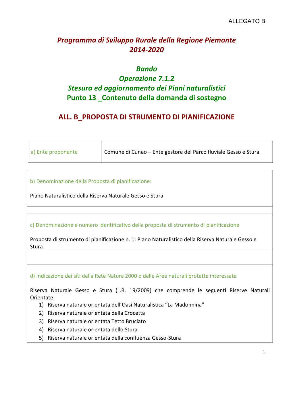 Programma Di Sviluppo Rurale Della Regione Piemonte 2014-2020