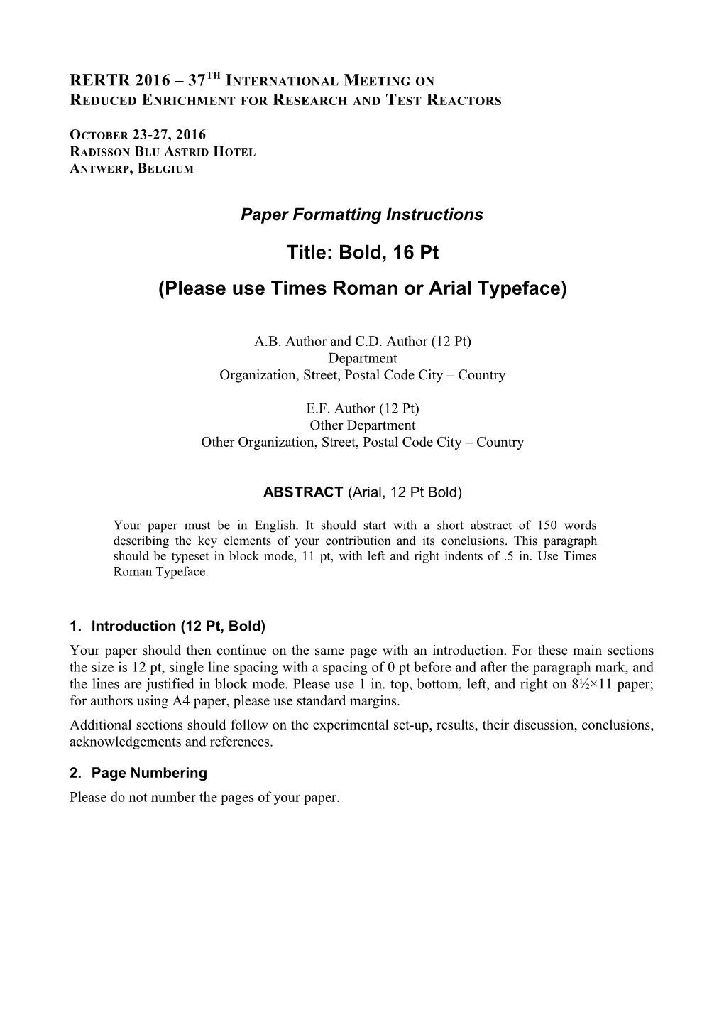 Paper Formatting Instructions - Mo-99 2013