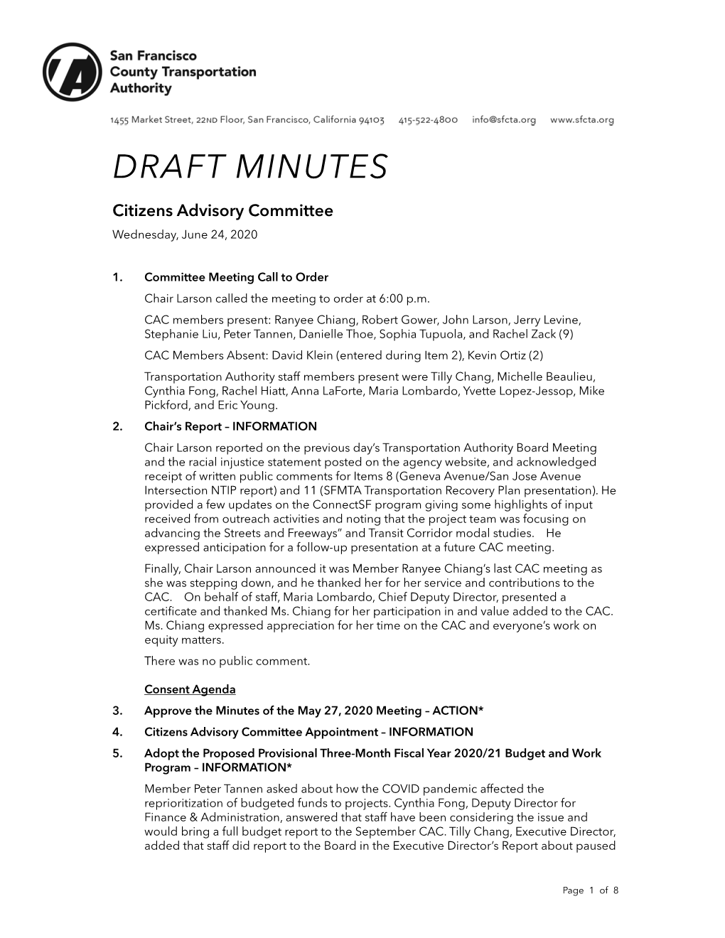 Draft Minutes