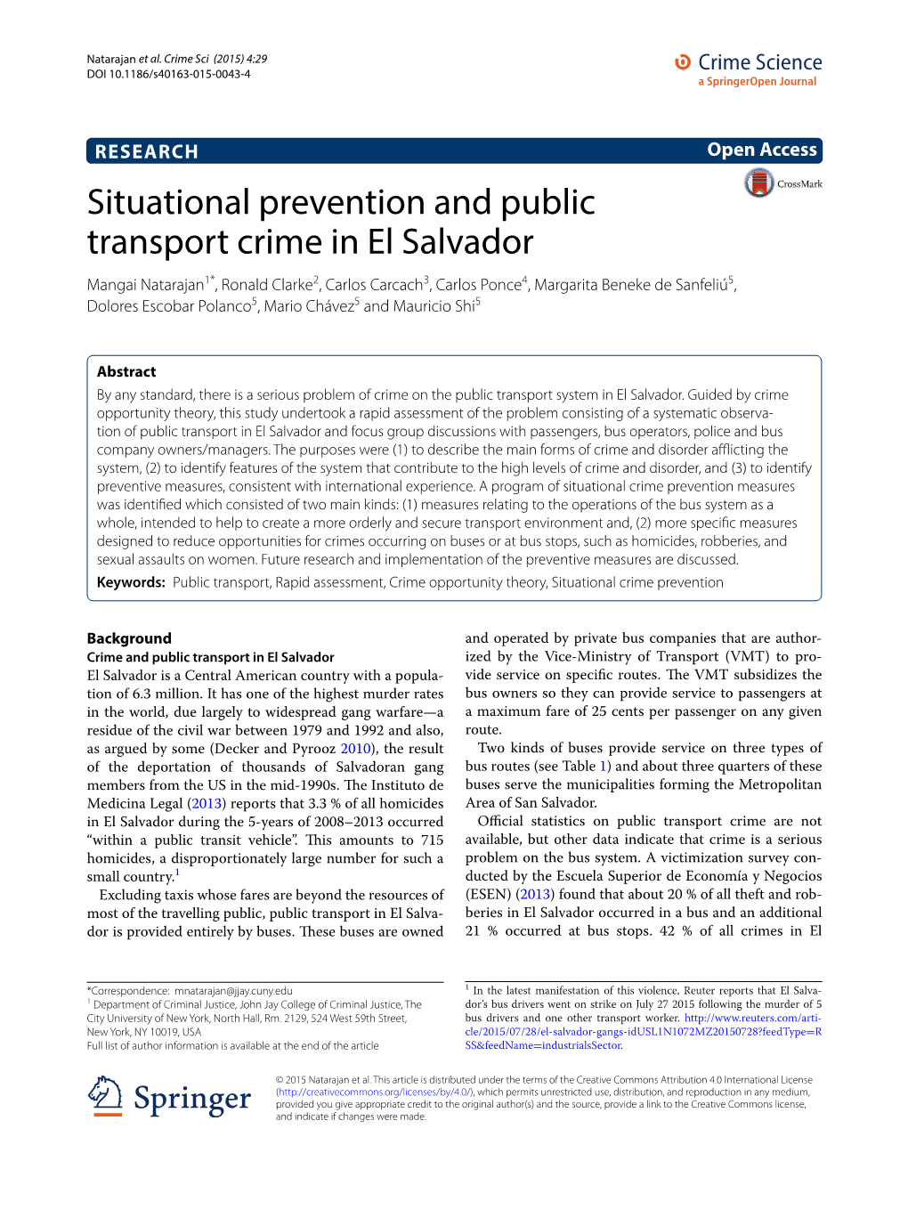 Situational Prevention and Public Transport Crime in El Salvador