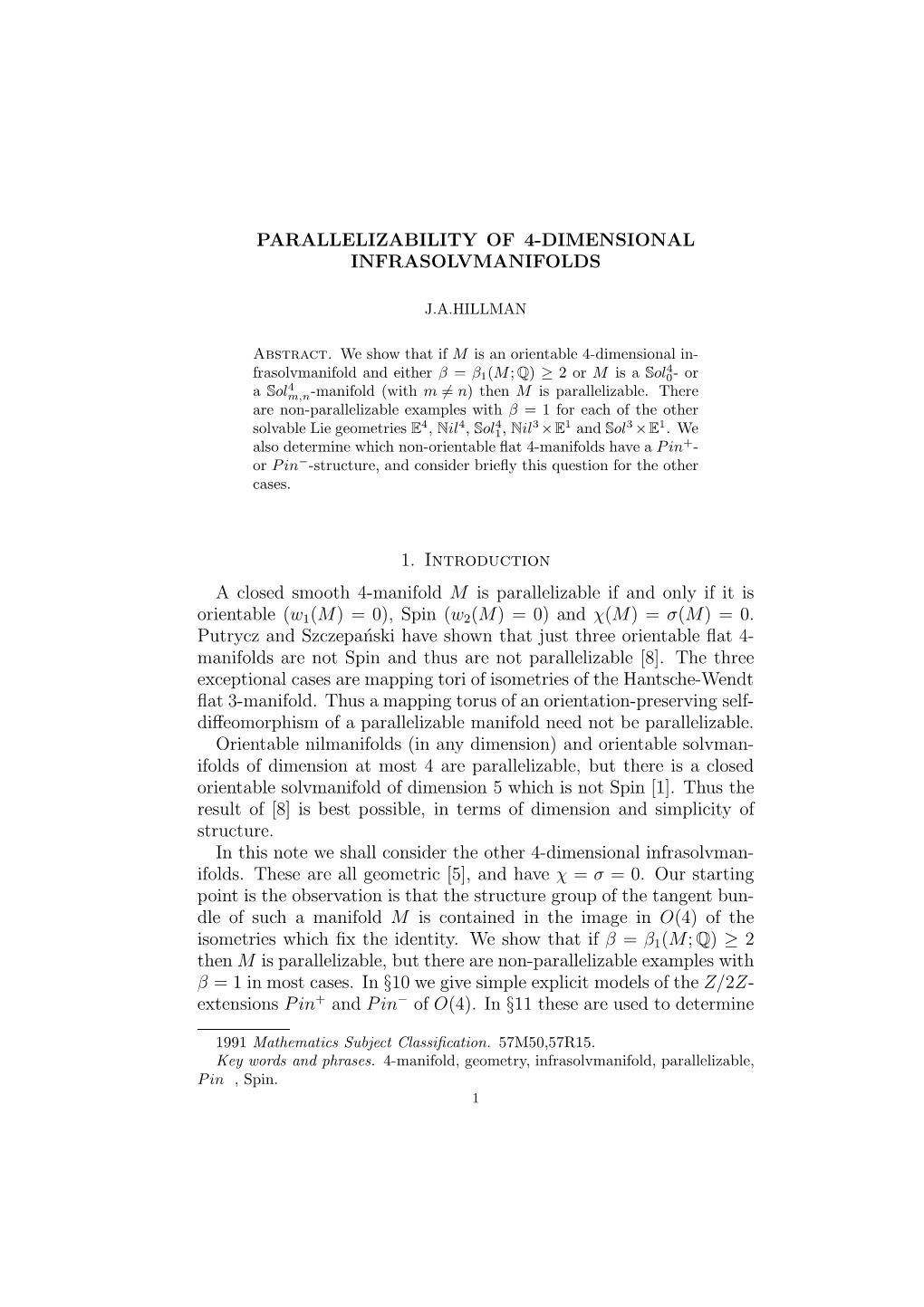 Parallelizability of 4-Dimensional Infrasolvmanifolds