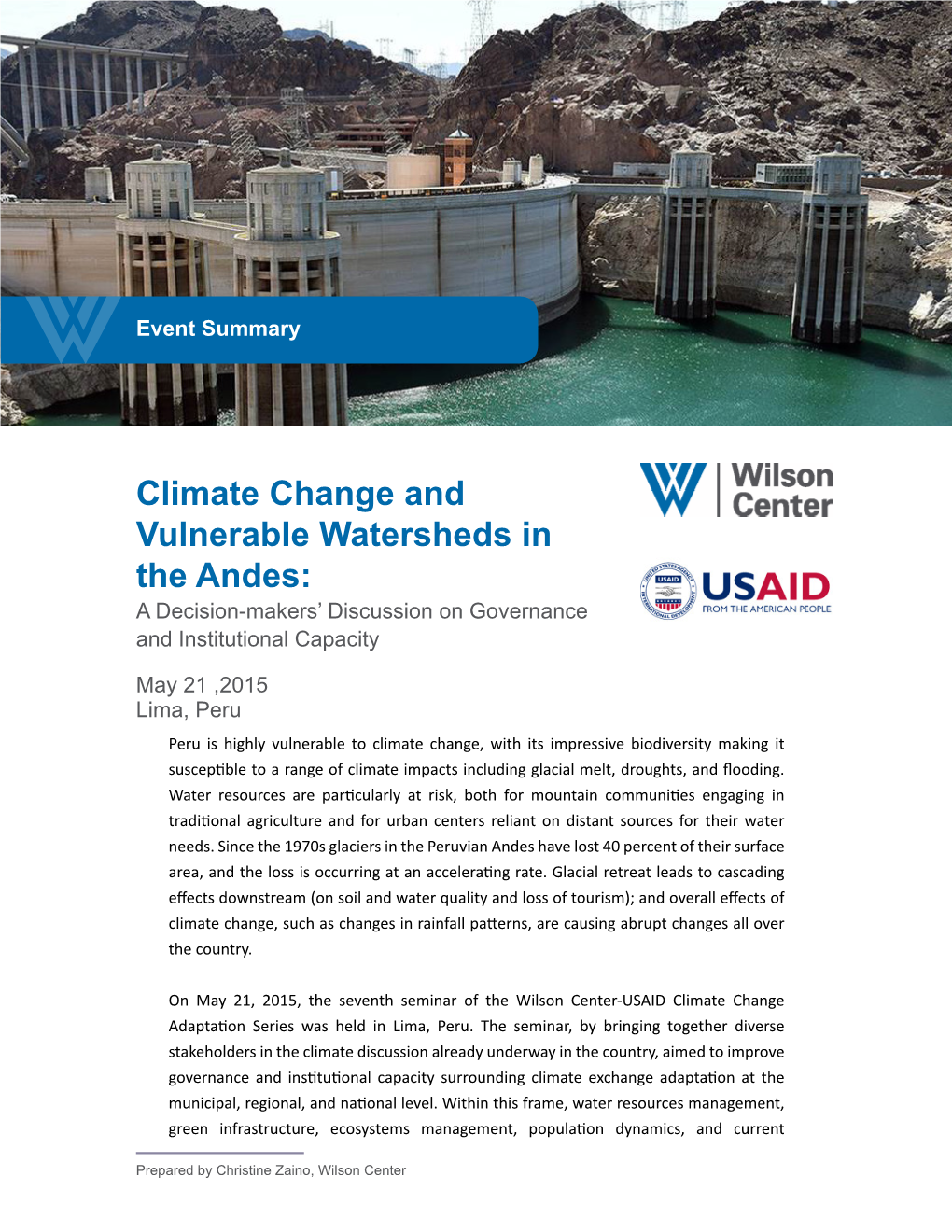 Climate Change and Vulnerable Watersheds in the Andes: a Decision-Makers’ Discussion on Governance and Institutional Capacity