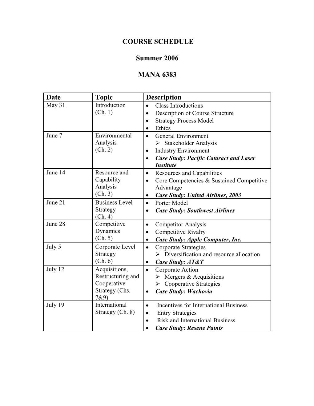 Course Schedule