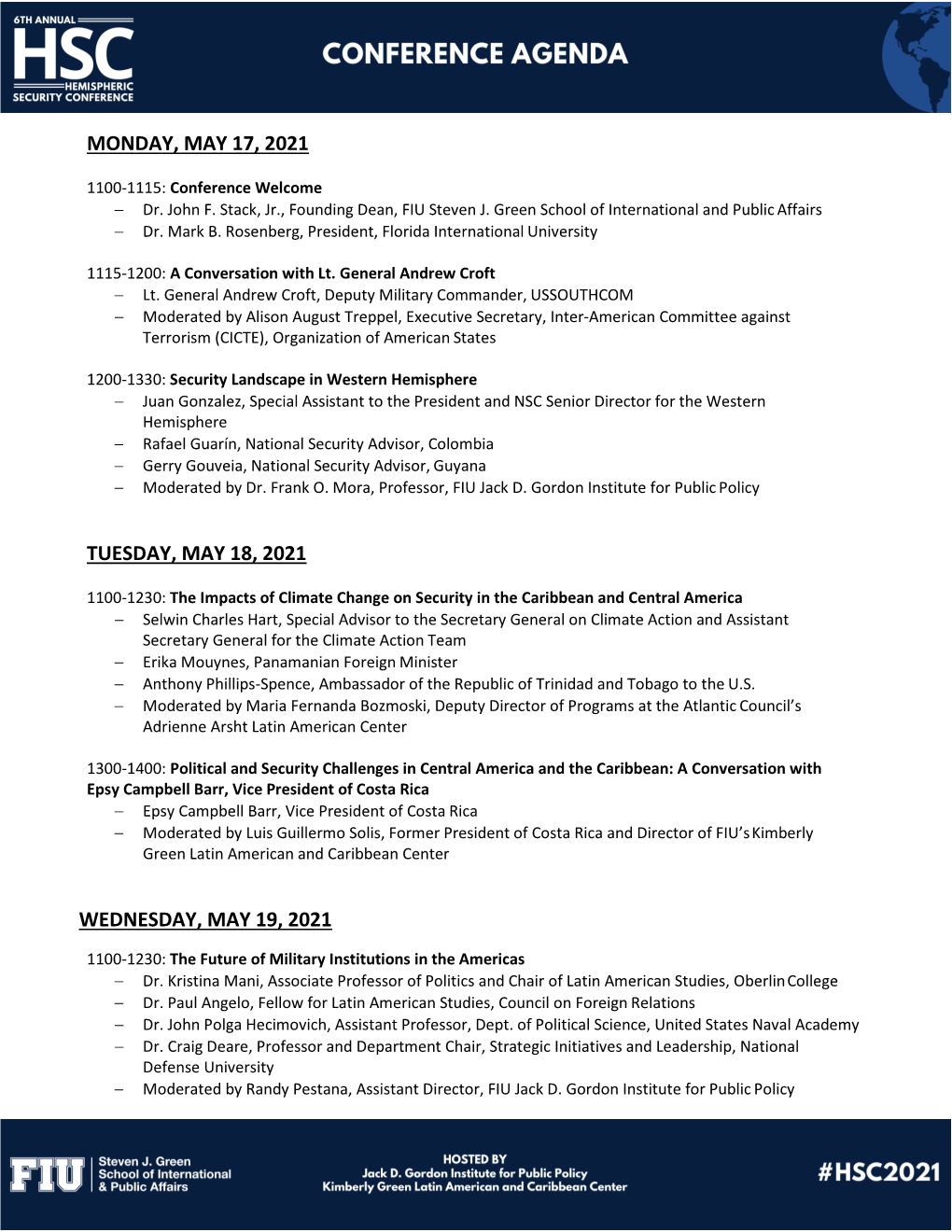 Conference Agenda