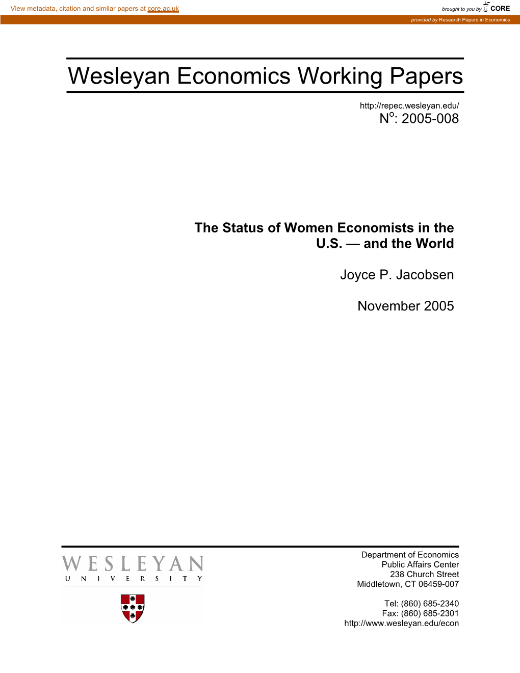 Wesleyan Economics Working Papers
