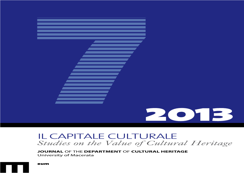 2013 IL CAPITALE CULTURALE Studies on the Value of Cultural Heritage