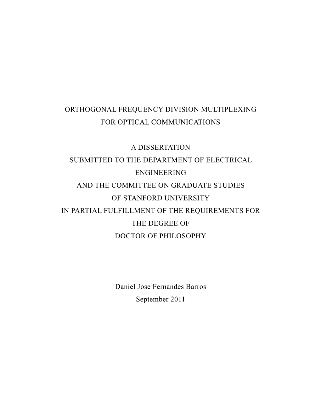 Orthogonal Frequency-Division Multiplexing for Optical Communications