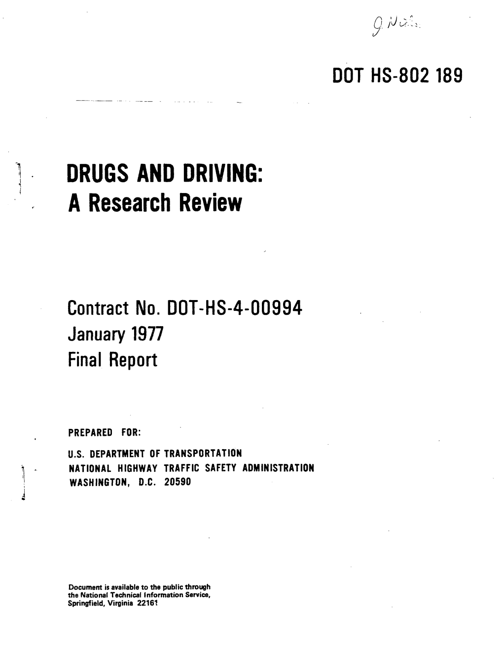 DRUGS and DRIVING: a Research Review