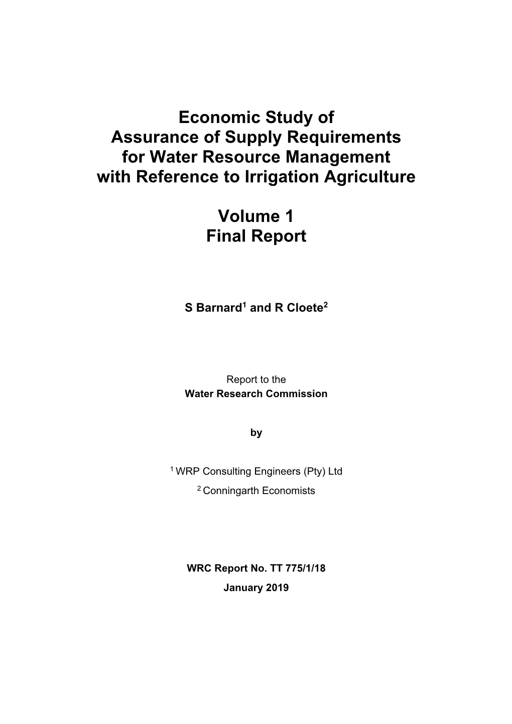 Orange River Integrated Water Resources Management Plan: Summary of Water Requirements from the Orange River