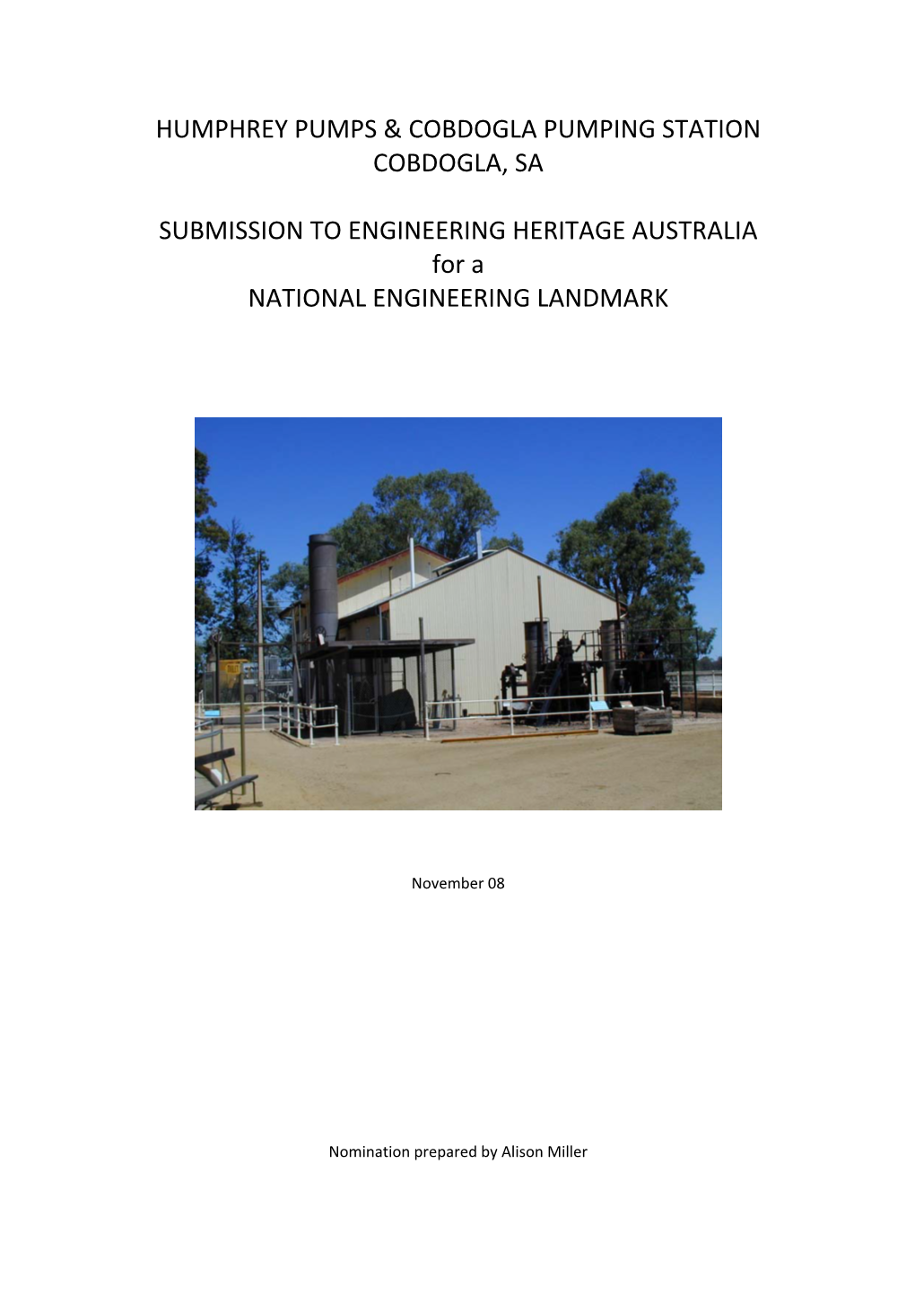 Humphrey Pumps, Cobdogla Nomination.Pdf