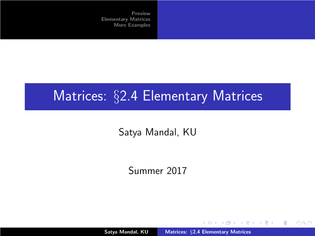 Matrices More Examples