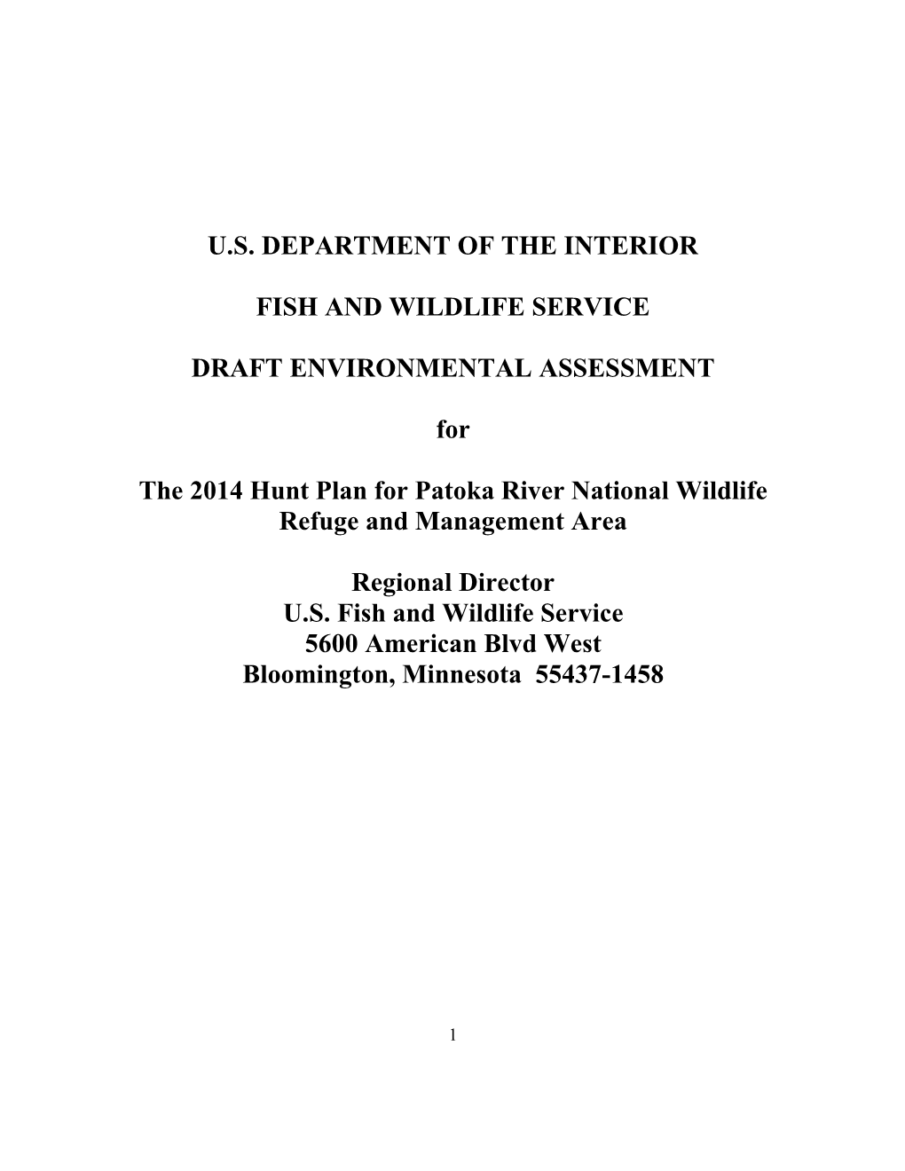 U.S. Department of the Interior Fish and Wildlife