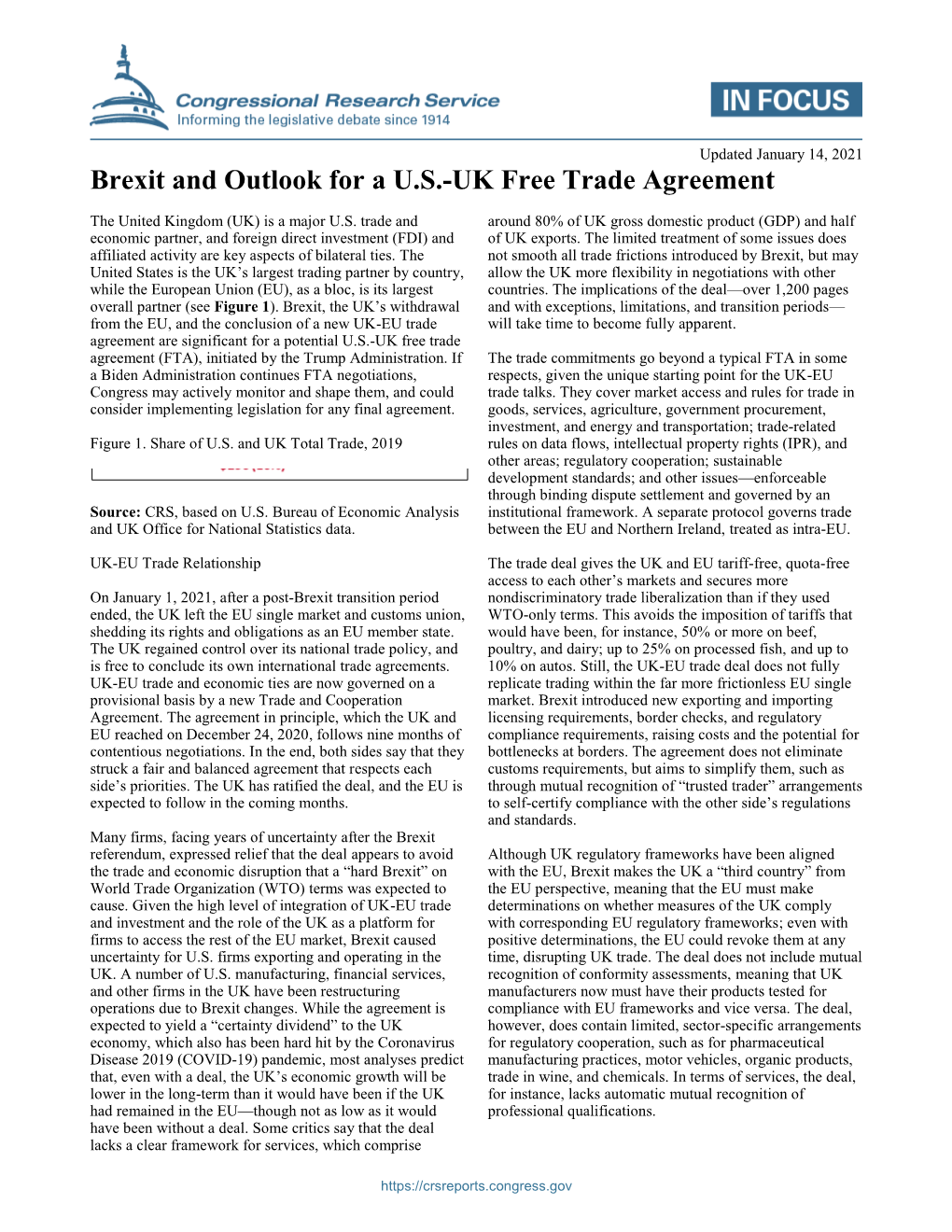 Brexit and Outlook for a U.S.-UK Free Trade Agreement