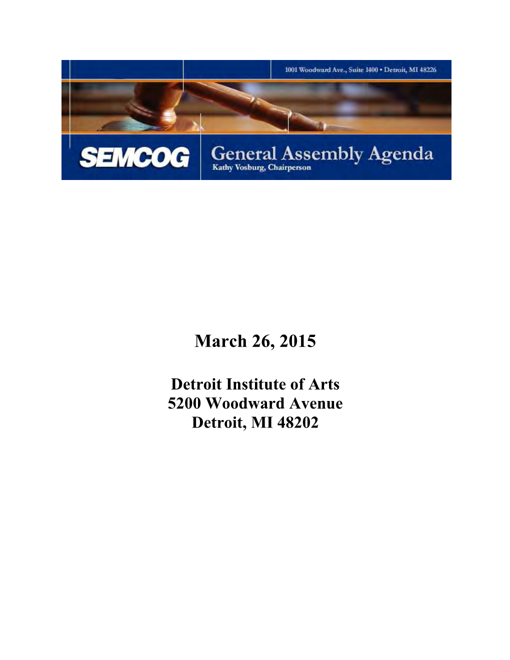 General Assembly Agenda March 2015