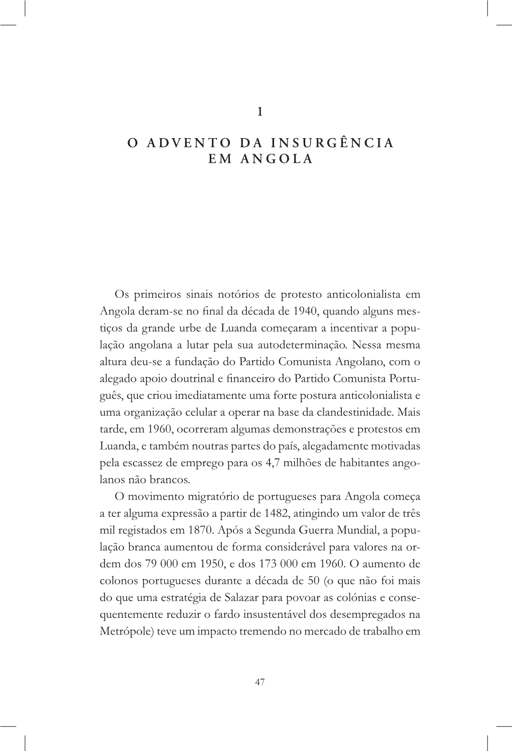 1 O Advento Da Insurgência Em Angola