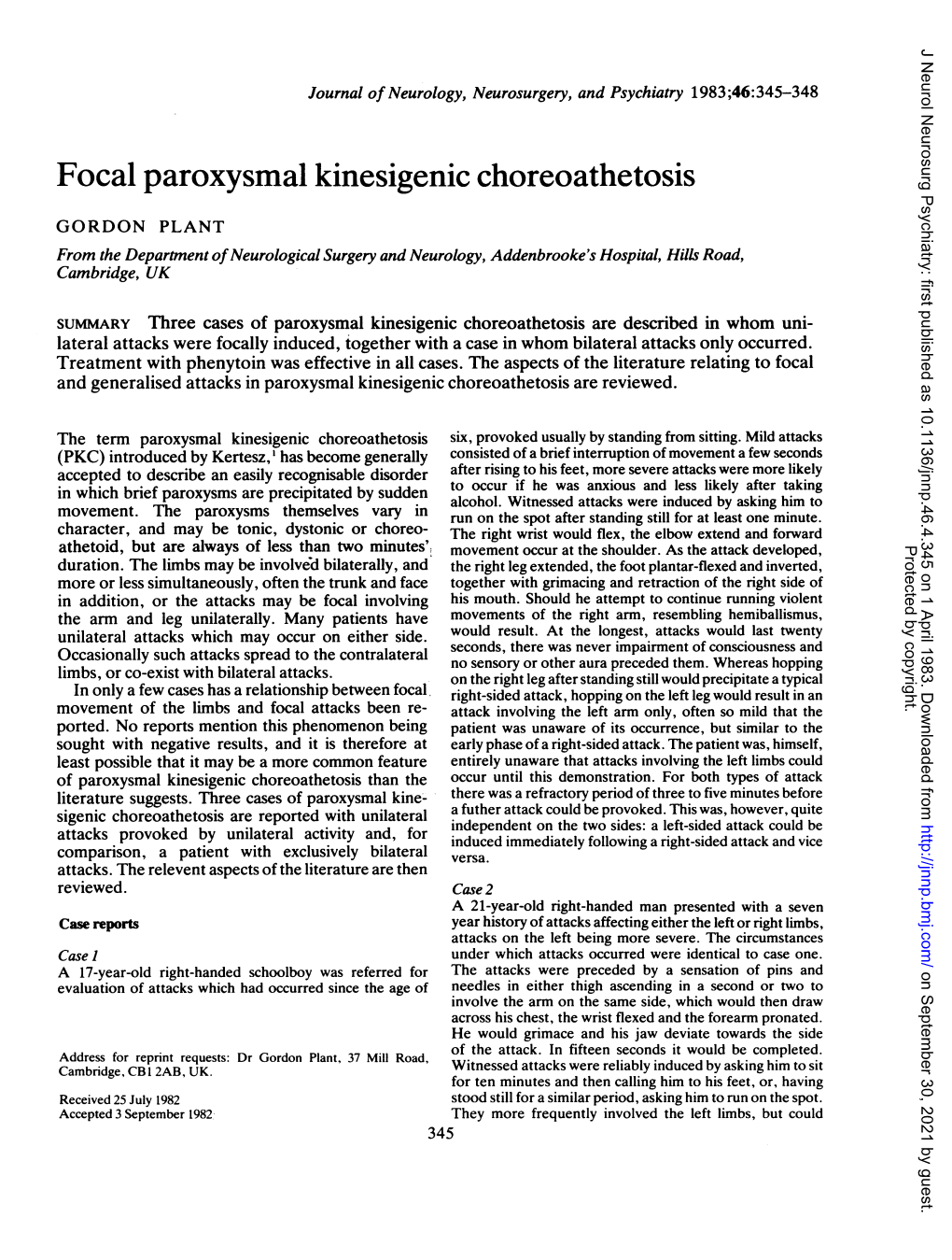 Focal Paroxysmal Kinesigenic Choreoathetosis