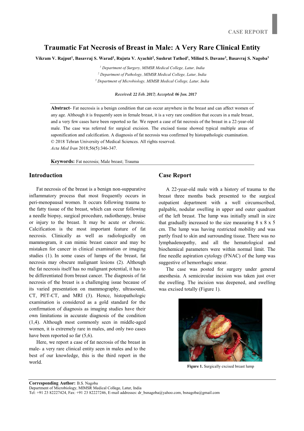 Traumatic Fat Necrosis of Breast in Male: a Very Rare Clinical Entity