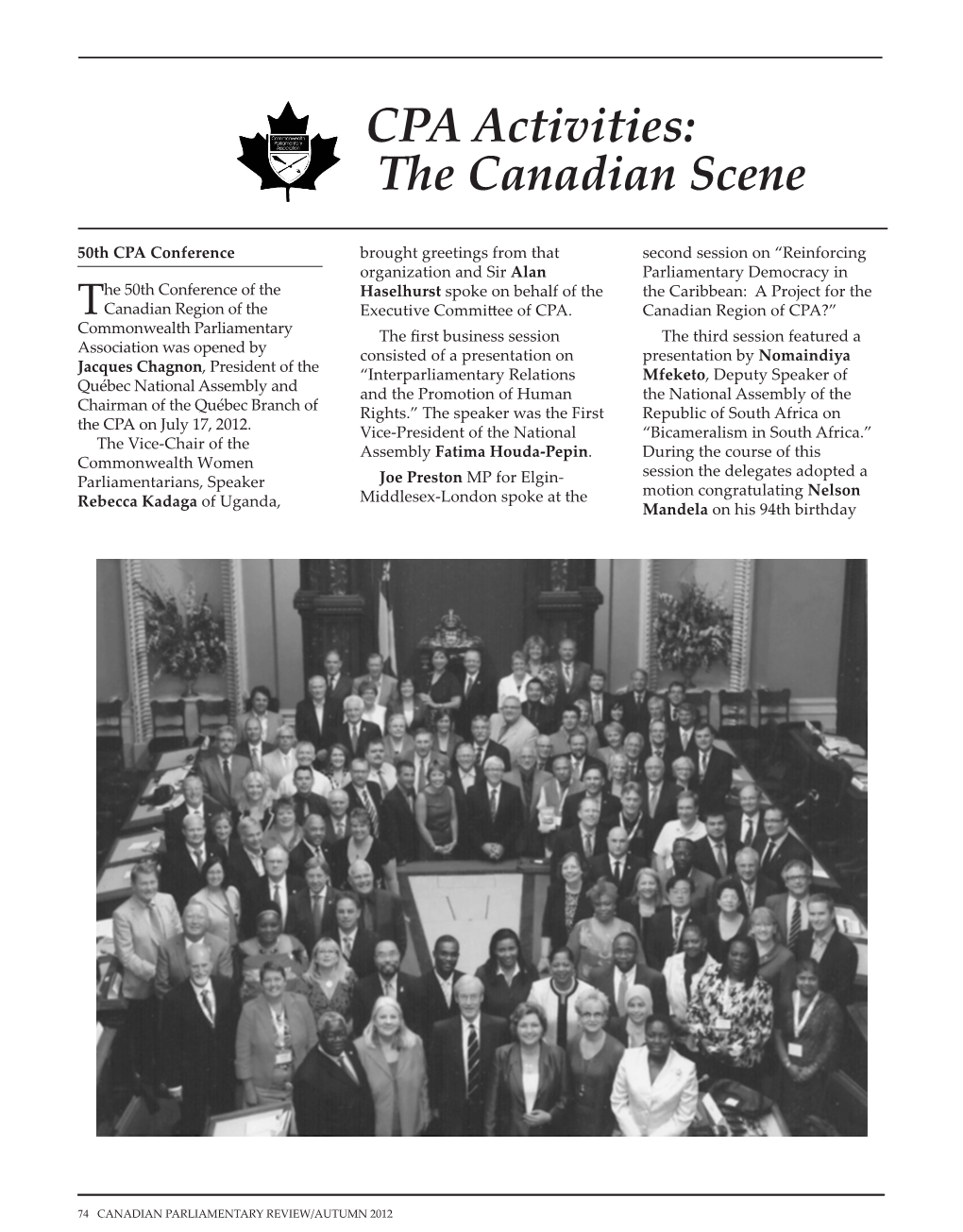 CPA Activities: the Canadian Scene