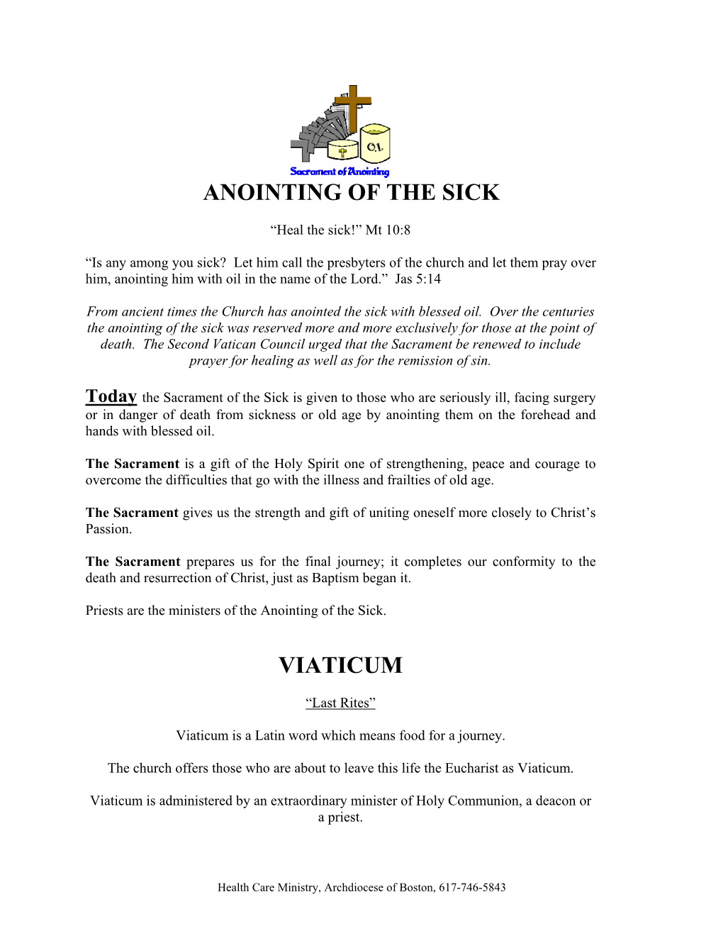 Anointing of the Sick Viaticum