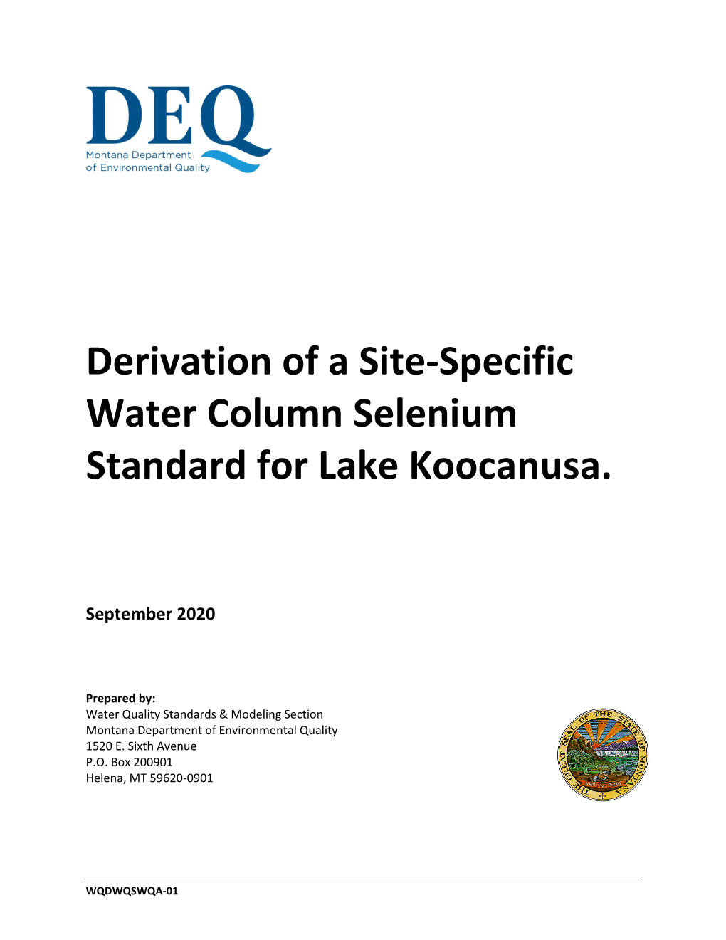 Technical Support Document for the Derivation of a Site-Specific Water