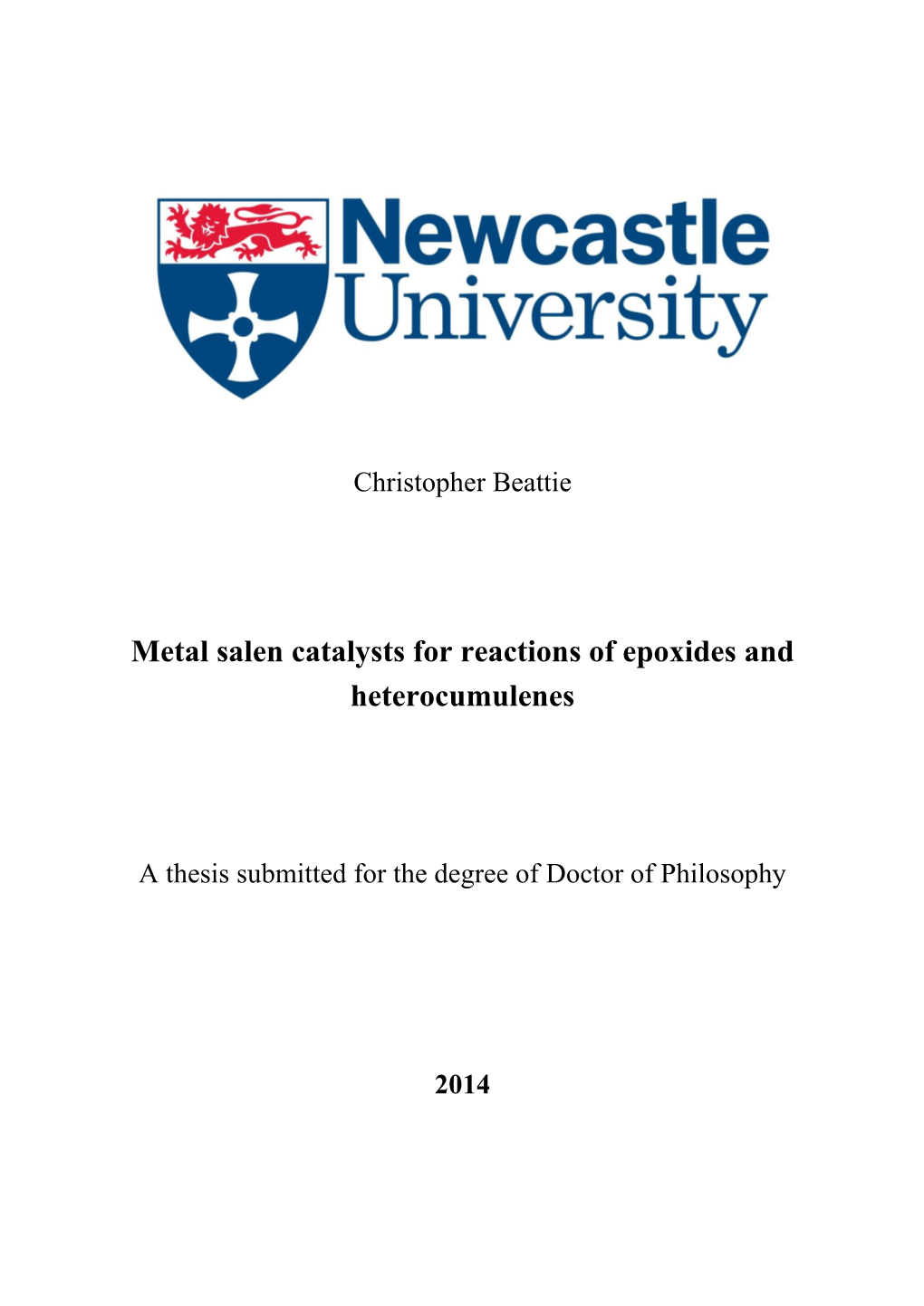 Metal Salen Catalysts for Reactions of Epoxides and Heterocumulenes