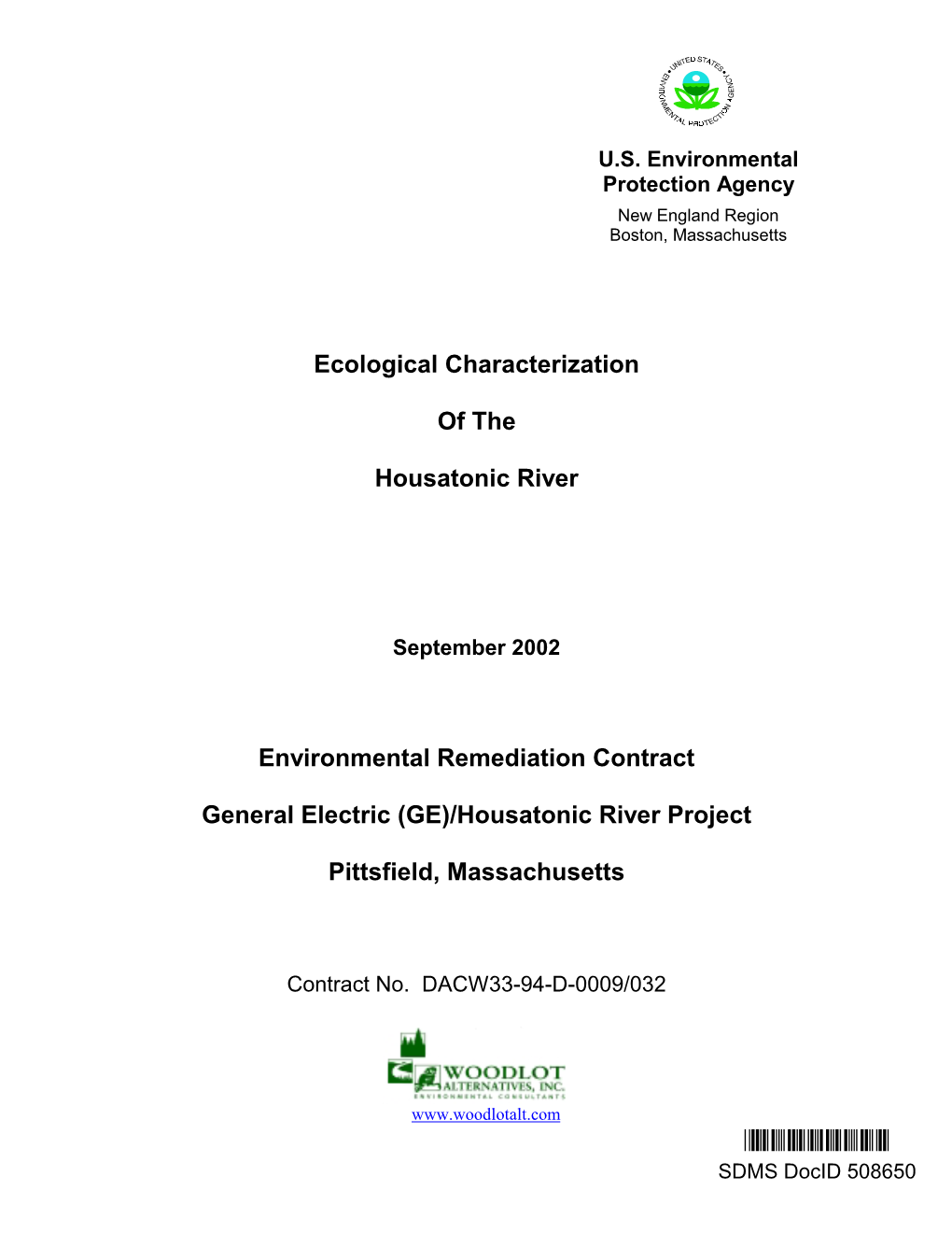 Ecological Characterization of the Housatonic River