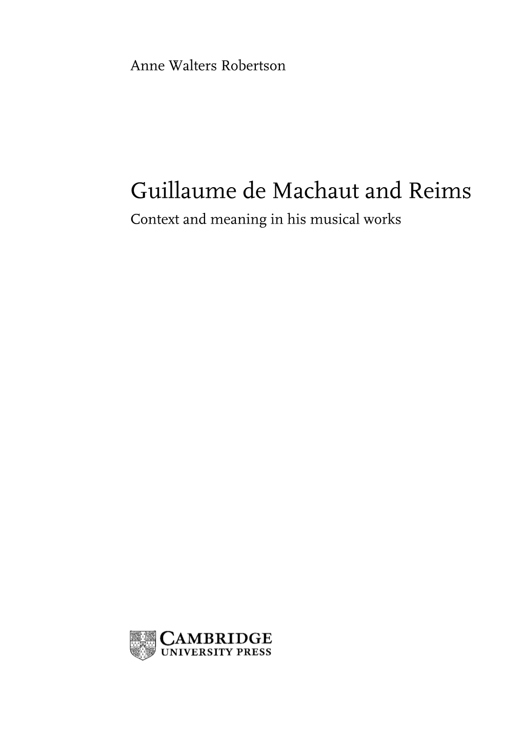 Guillaume De Machaut and Reims