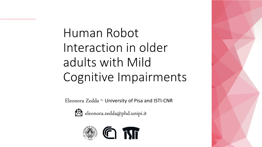 Human-Robot Interaction in Older Adults with Mild Cognitive