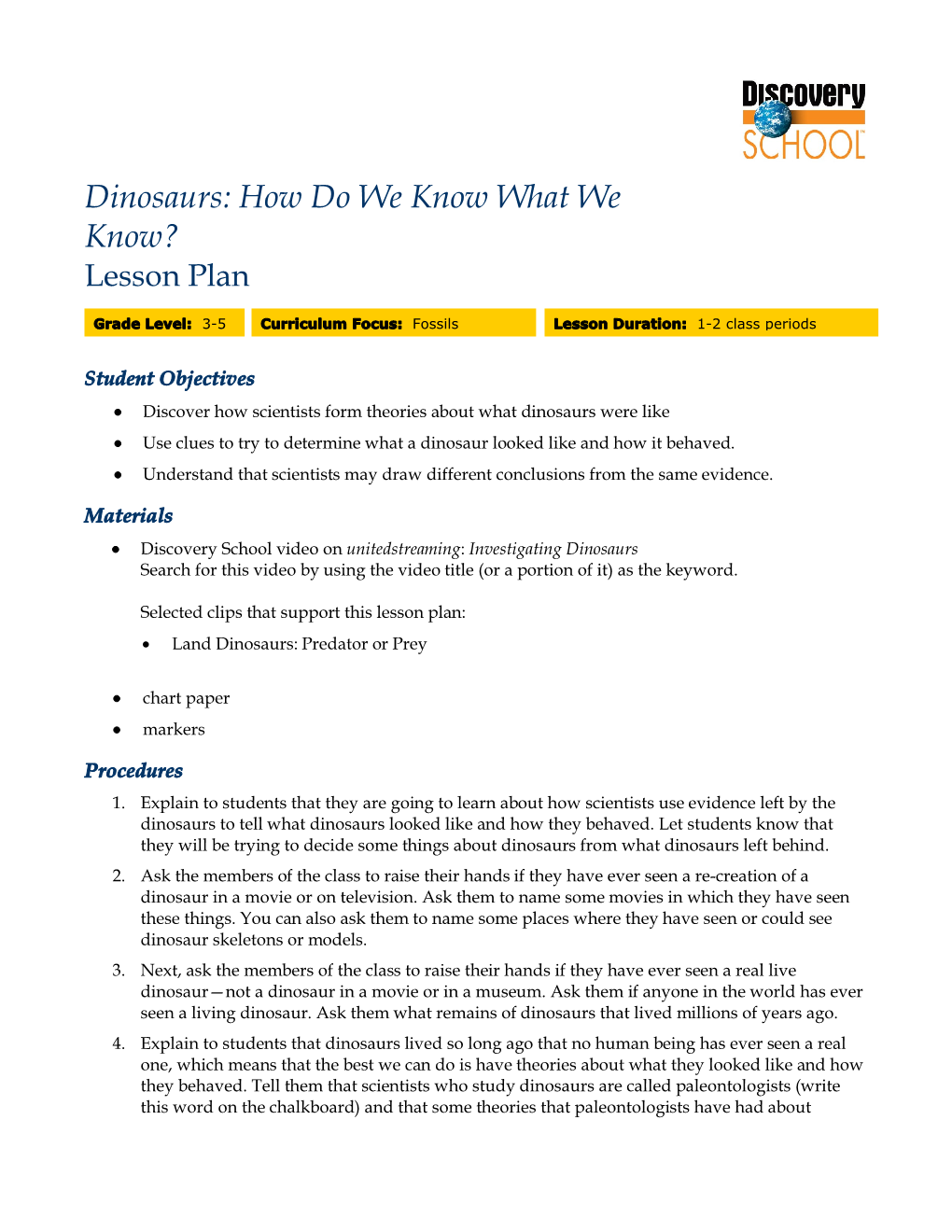 Dinosaurs: How Do We Know What We Know? Lesson Plan