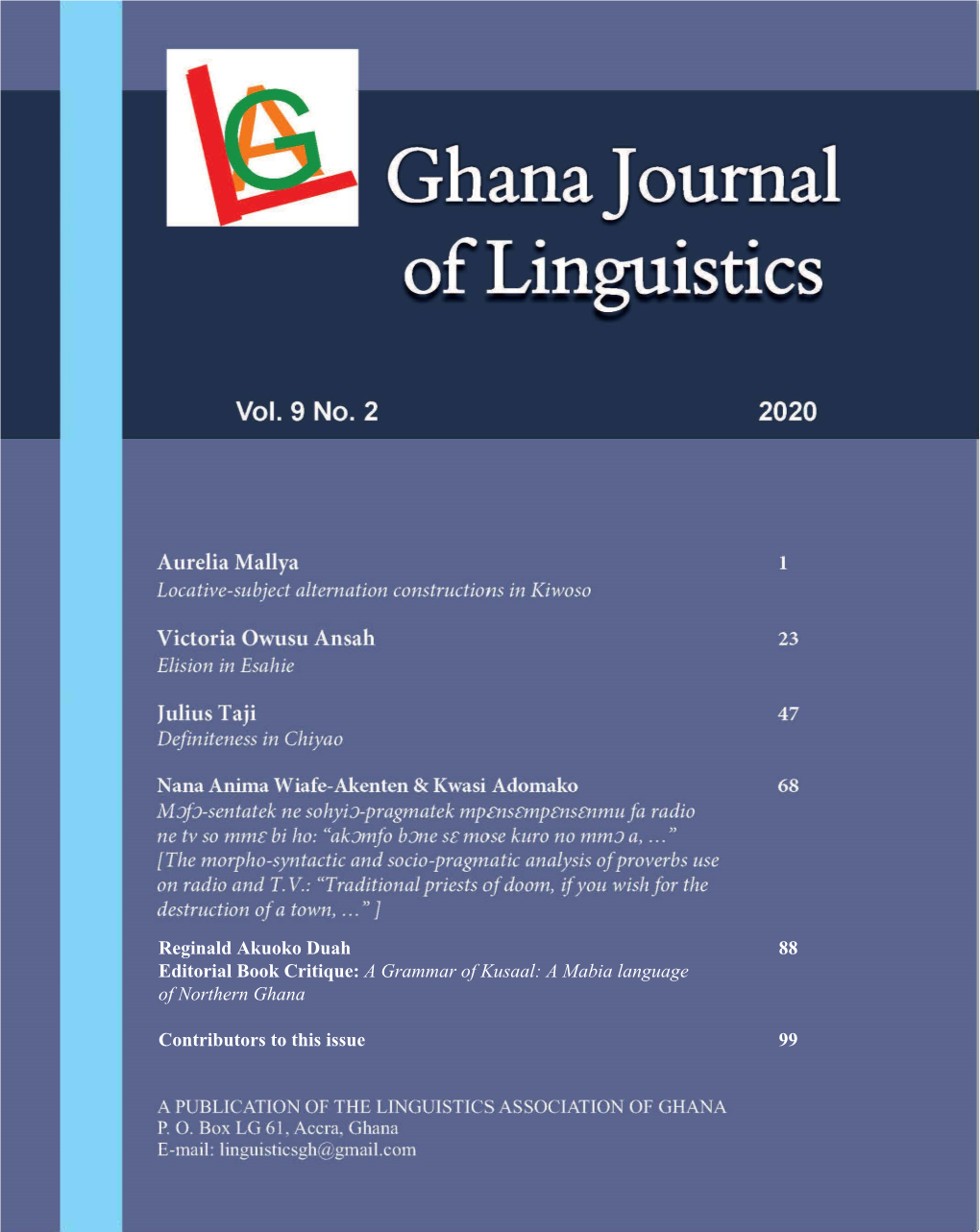 88 Reginald Akuoko Duah Editorial Book Critique: a Grammar of Kusaal