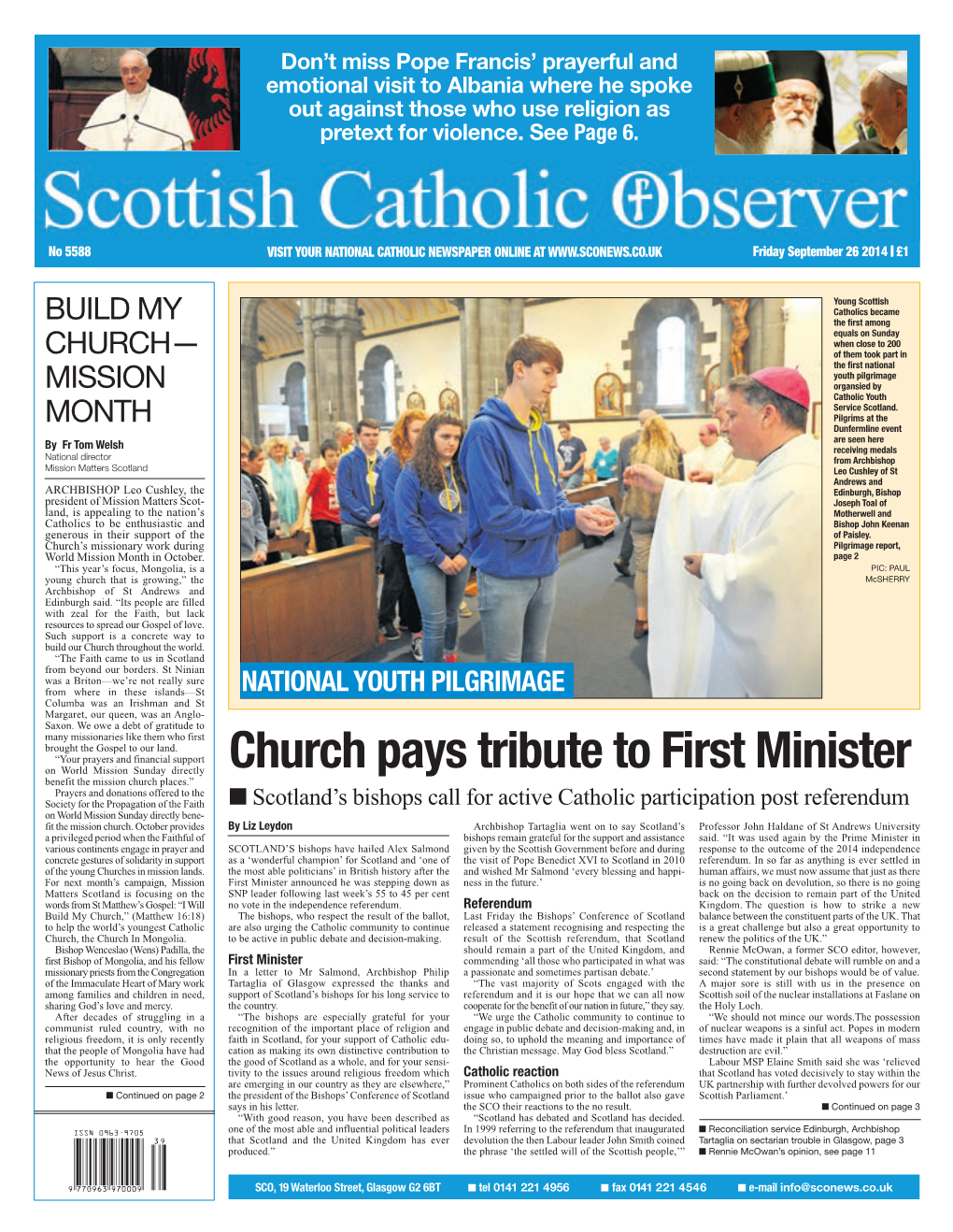 Church Pays Tribute to First Minister