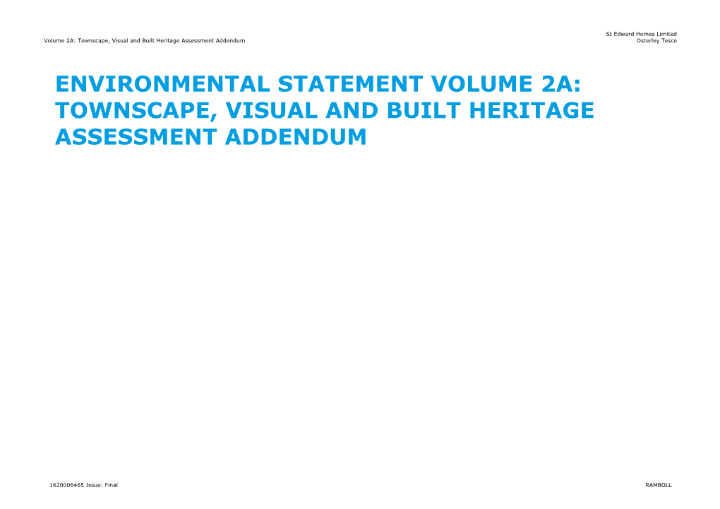 Environmental Statement Volume 2A: Townscape, Visual and Built Heritage Assessment Addendum