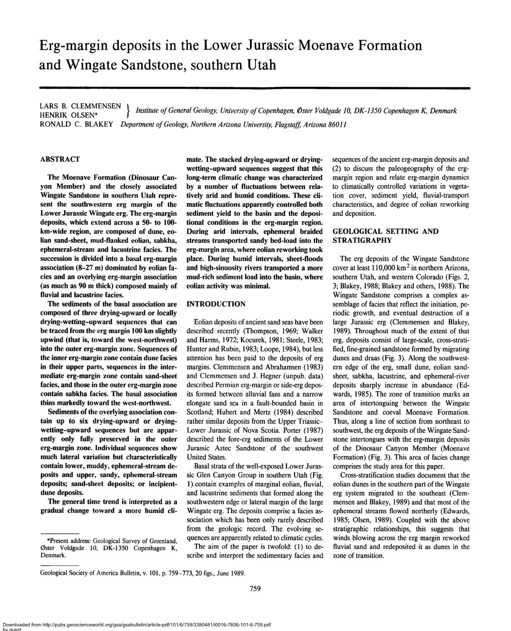 Erg-Margin Deposits in the Lower Jurassic Moenave Formation and Wingate Sandstone, Southern Utah