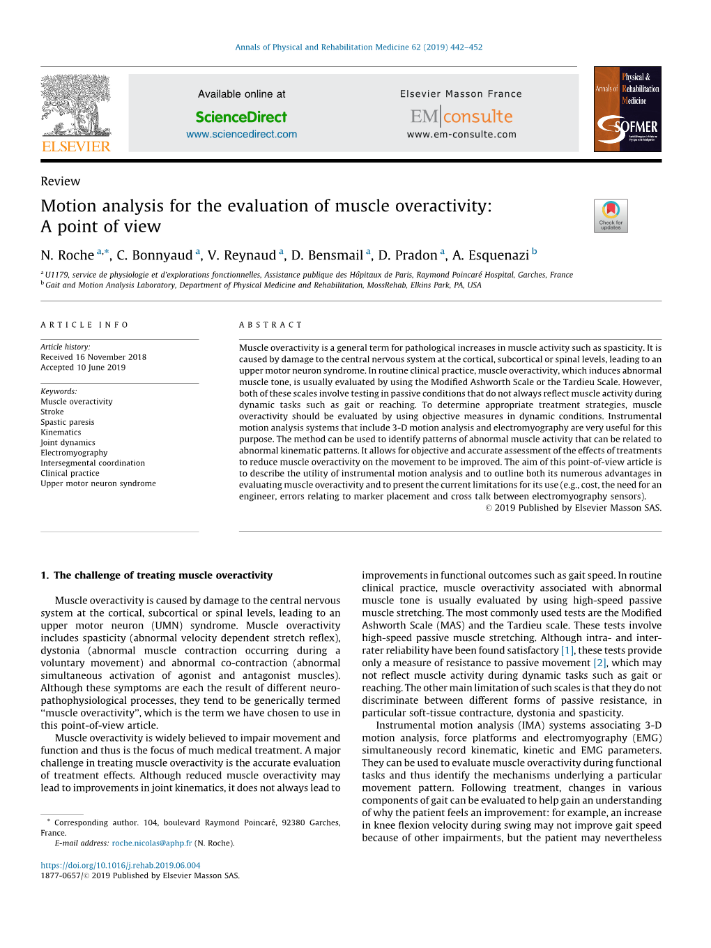 Motion Analysis for the Evaluation of Muscle Overactivity