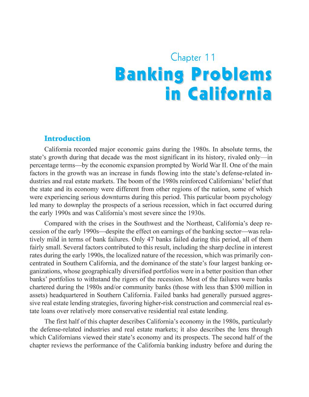 Banking Problems in California