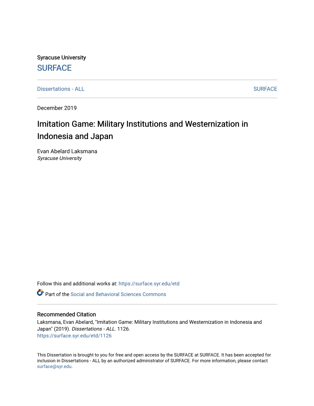 Imitation Game: Military Institutions and Westernization in Indonesia and Japan