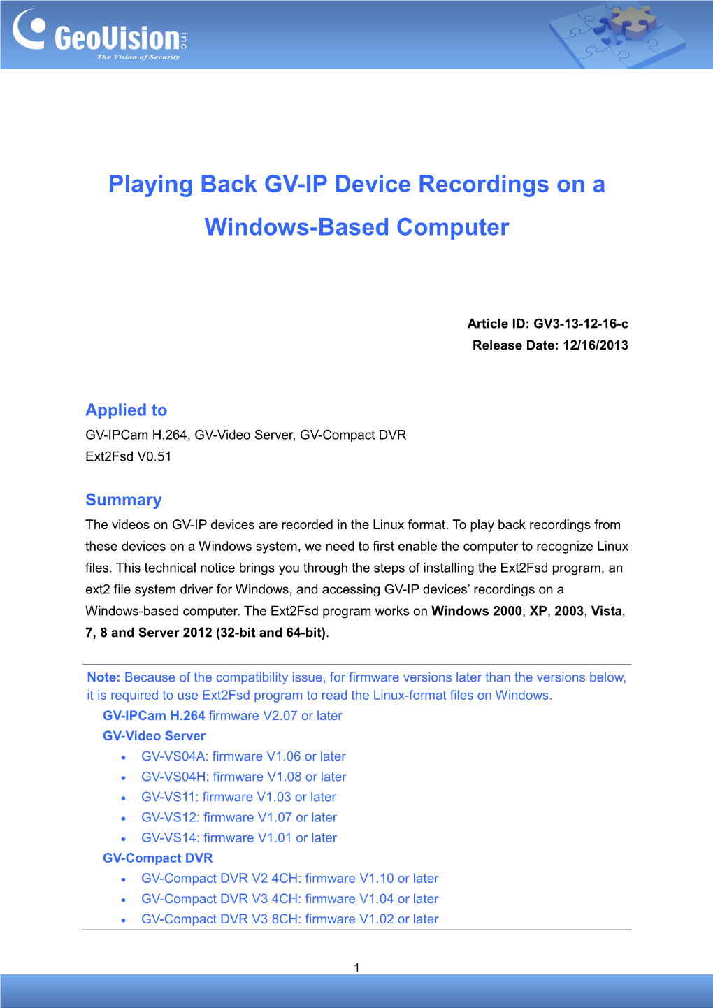 Playing Back GV-IP Device Recordings on a Windows-Based Computer