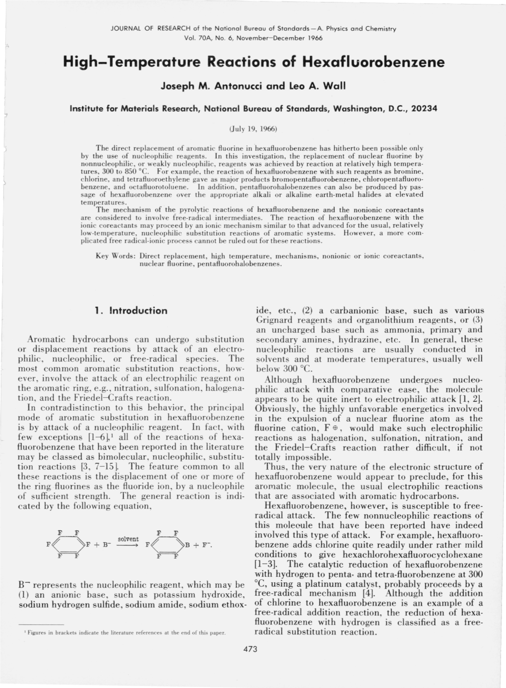 High-Temperature Reactions of Hexafluorobenzene