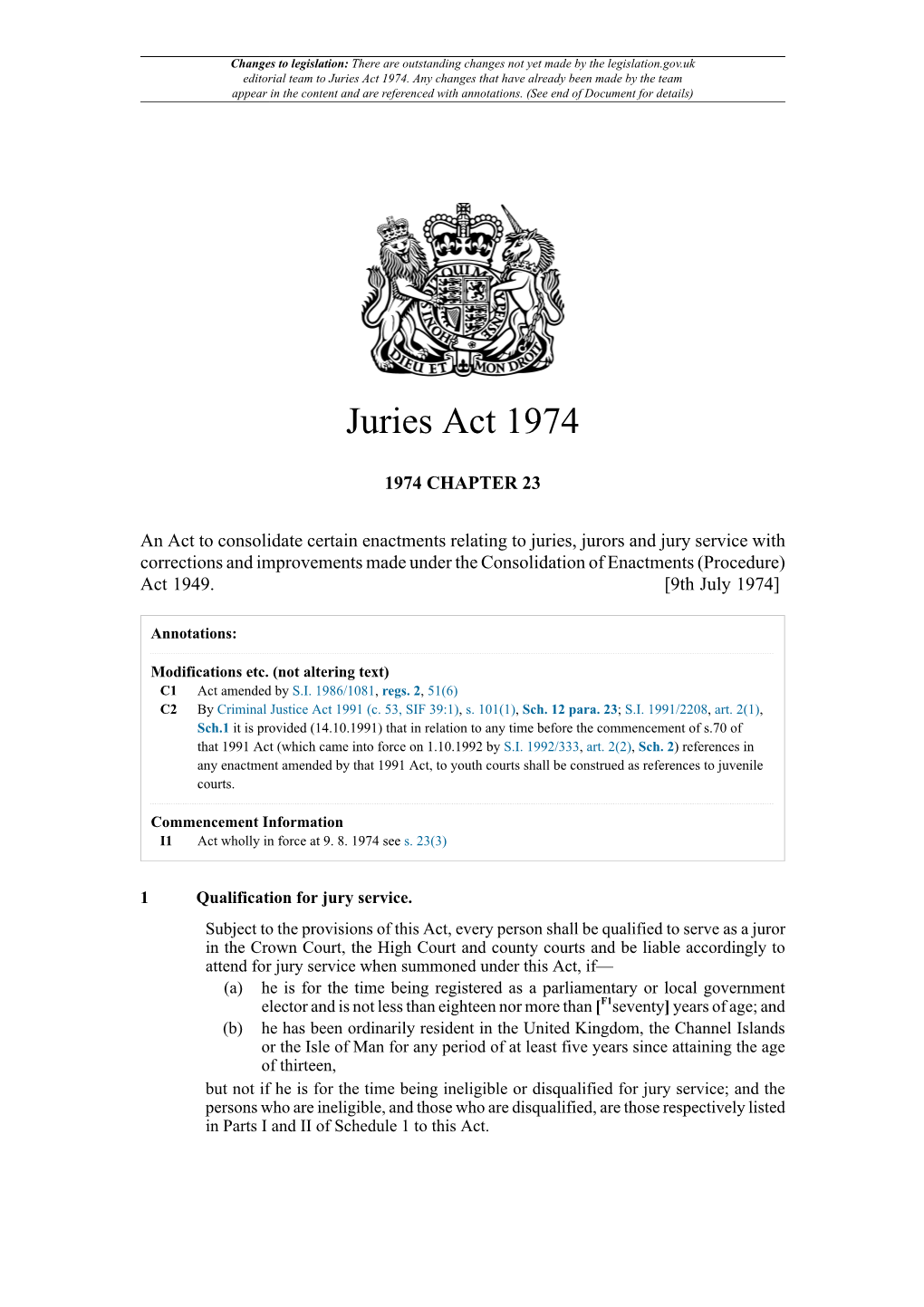 Juries Act 1974