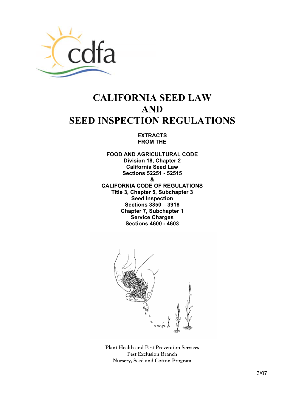 California Seed Law and Seed Inspection Regulations