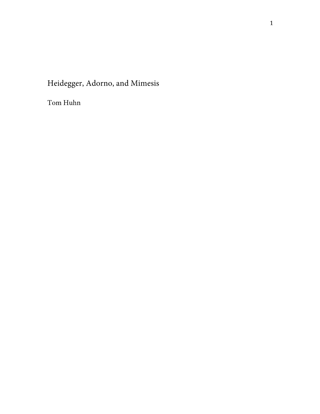 Heidegger, Adorno, and Mimesis