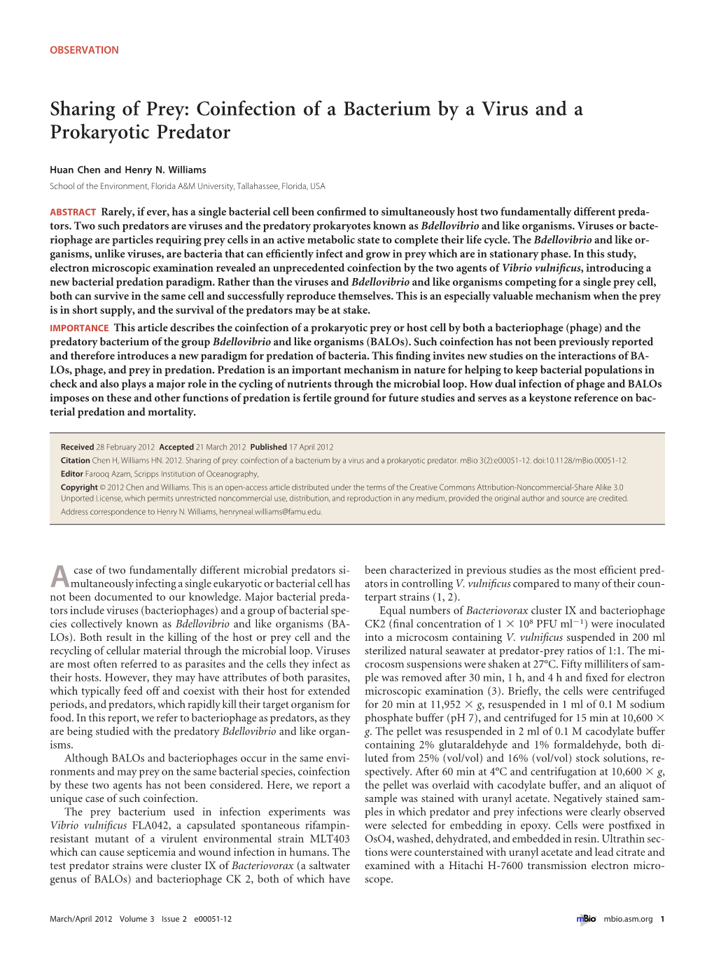 Sharing of Prey: Coinfection of a Bacterium by a Virus and a Prokaryotic Predator