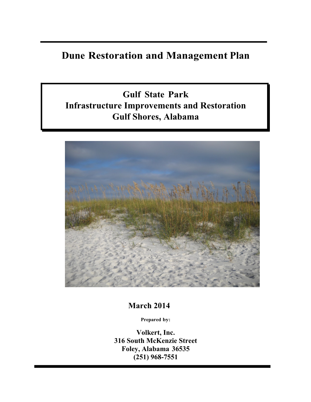 Dune Restoration and Management Plan